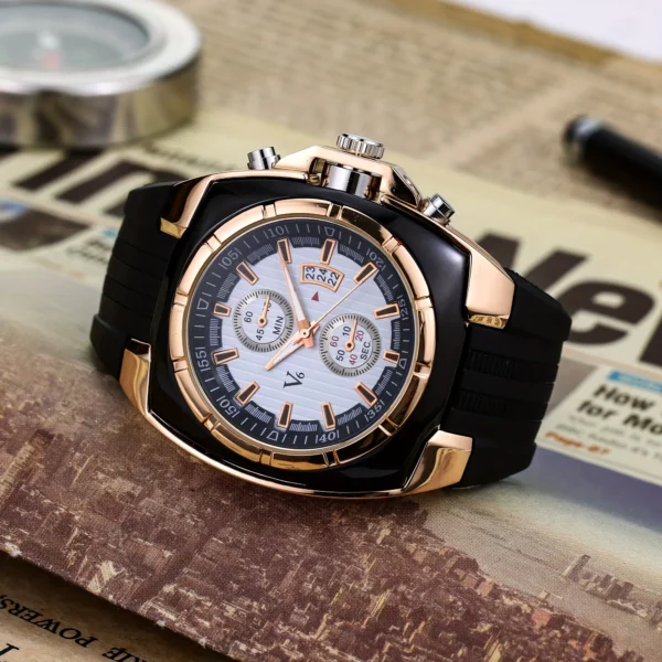 Men's Silicone Outdoor Sports Watch with Multifunction Dial