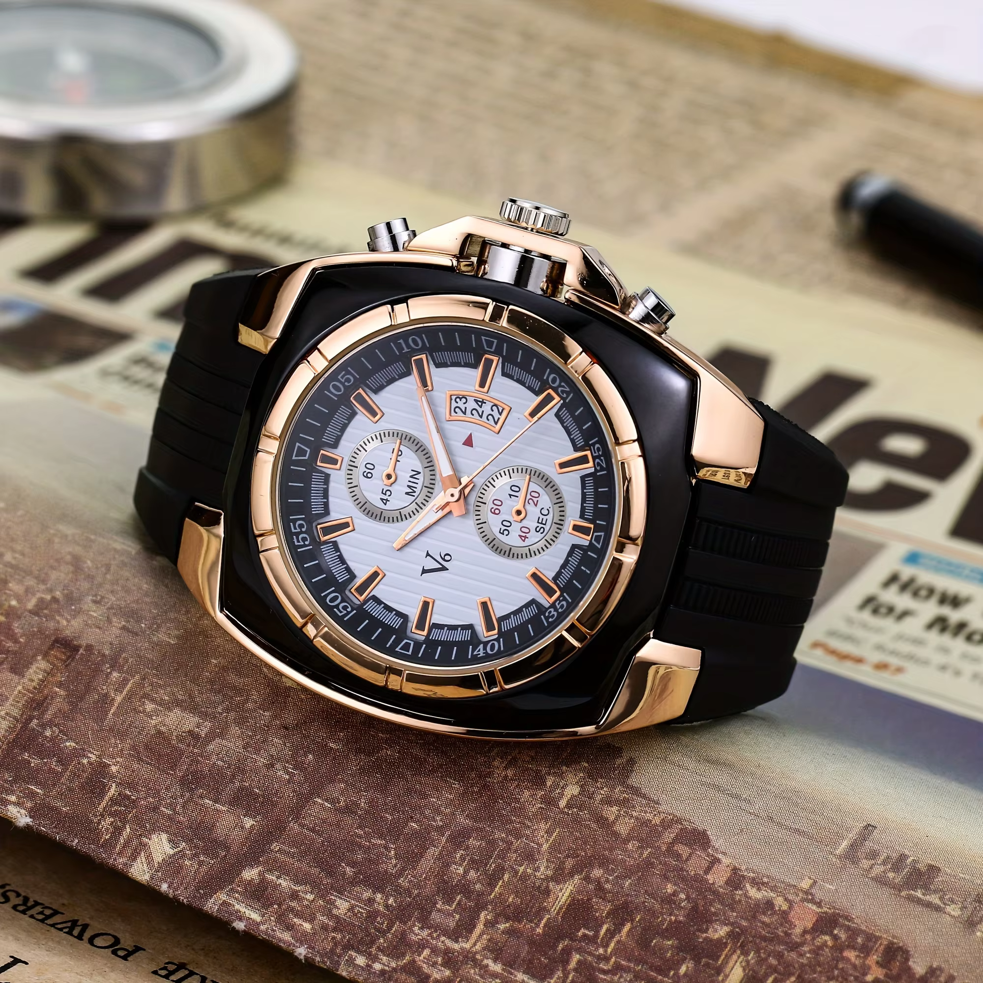 Men’s Silicone Outdoor Sports Watch with Multifunction Dial product image