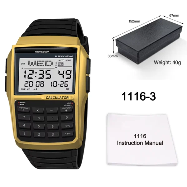 SHUAIKE 2026 Men's Multi Functional LED Calculator Watch