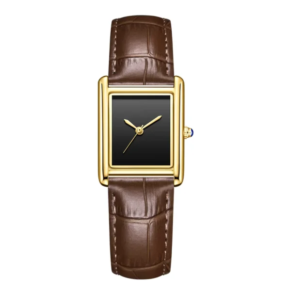 Unisex Business Square Leather Quartz Watch Waterproof 3Bar