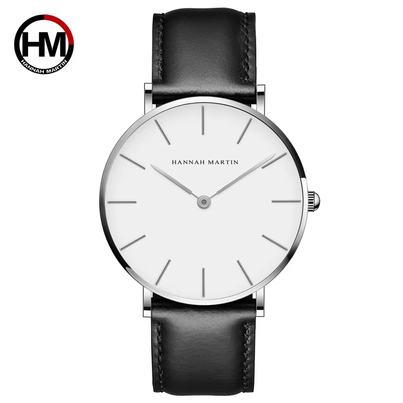 Hannah Martin Men's Quartz Watch Leather Strap Waterproof