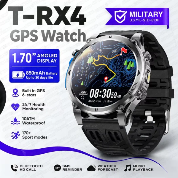 T-RX4 Ultra Outdoor GPS Sports Smartwatch 10ATM Waterproof