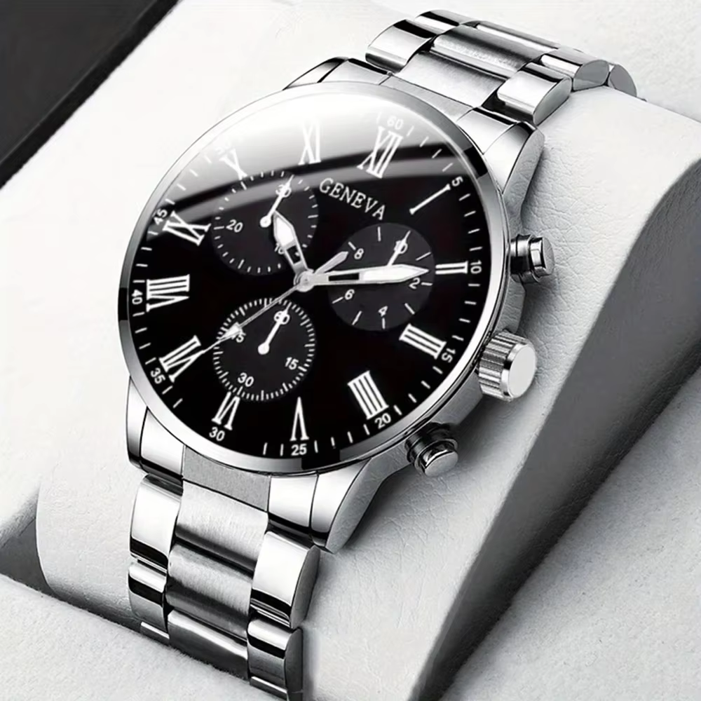 DEYROS Men's Quartz Business Watch with Stainless Steel Band