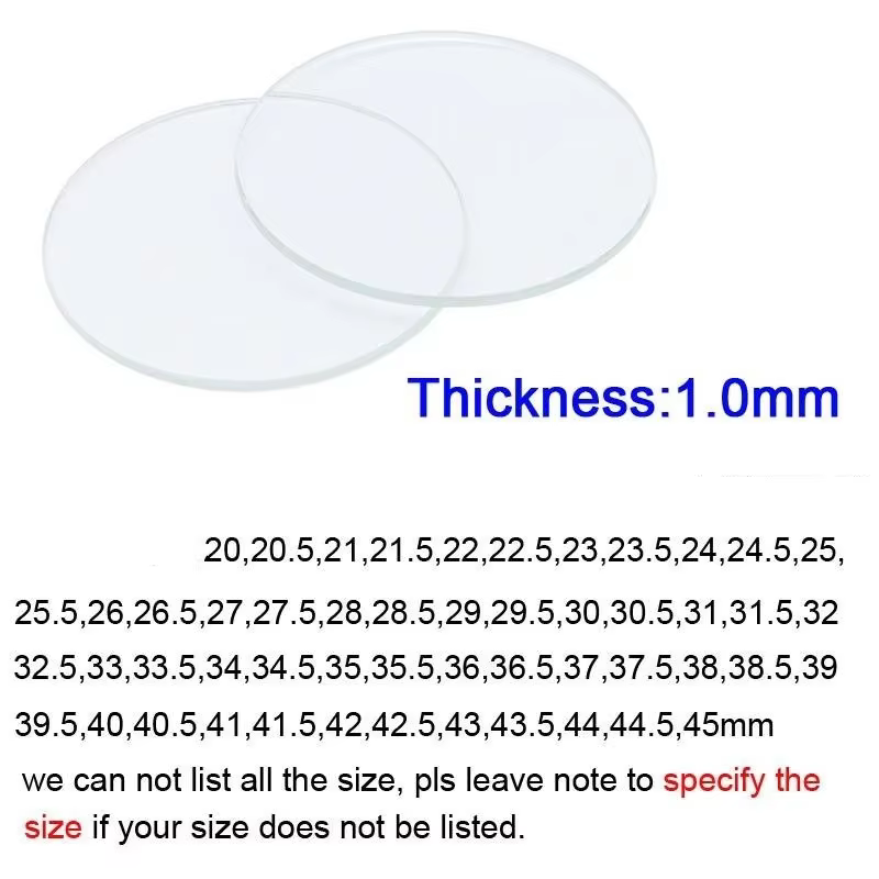 Aotelayer Round Replacement Watch Glass Lens 20-45mm