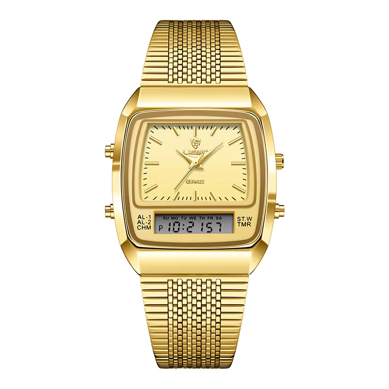 LIEBIG Dual Display Gold Sport Digital Men's Watch