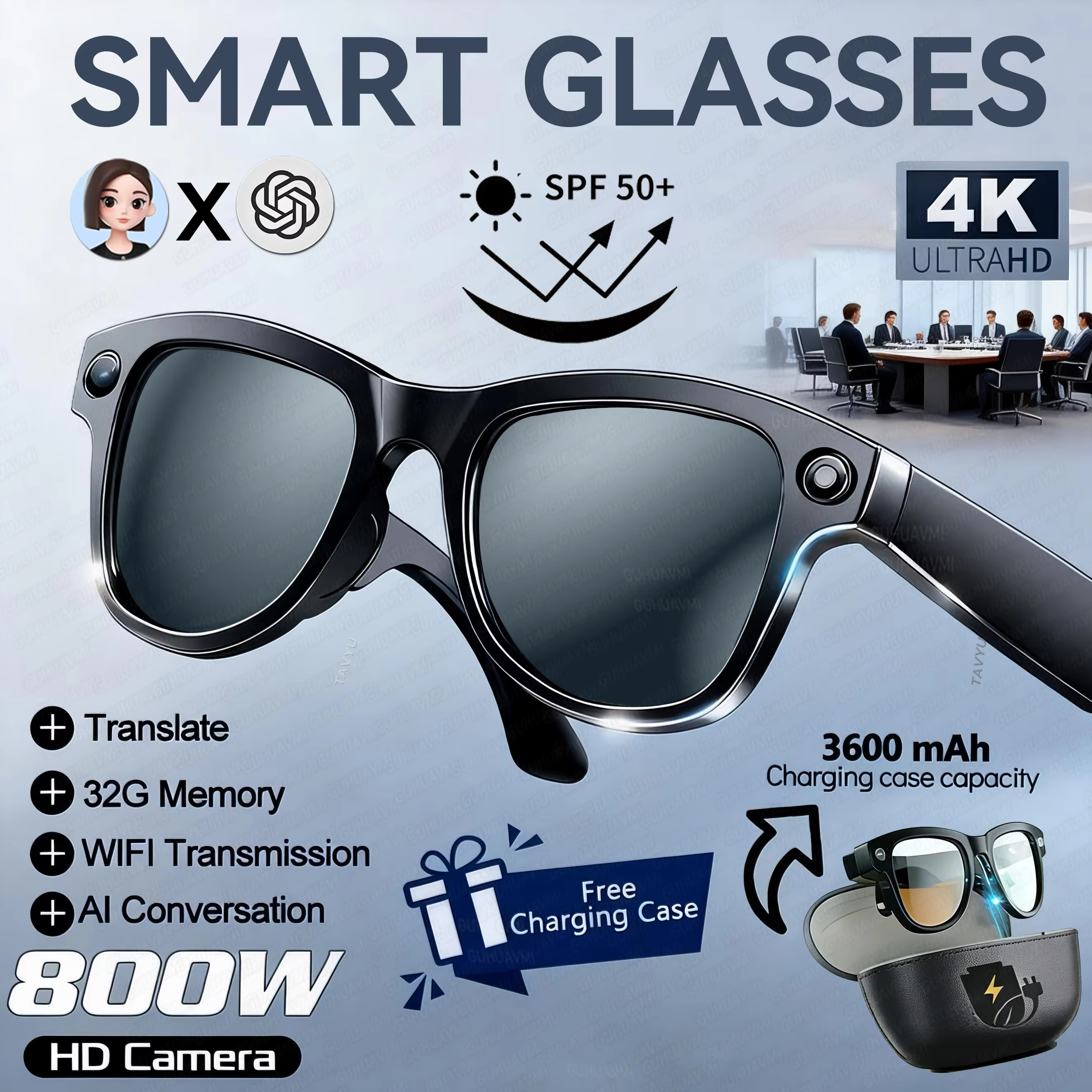 GUHUAVMI 2026 Smart AI Glasses with 4K Camera & AI Features