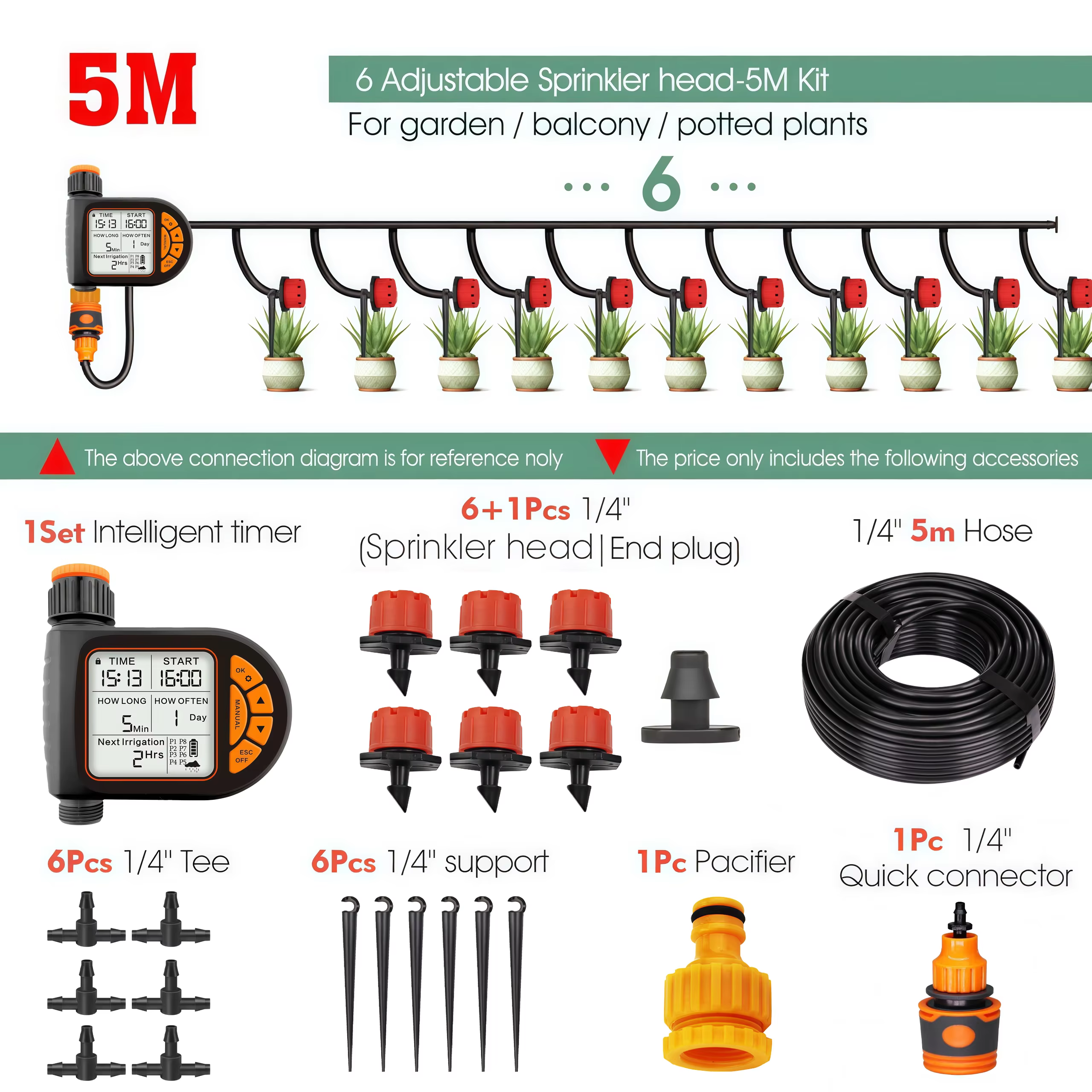 20M Smart Garden Timer Irrigation Set with Rain Sensor