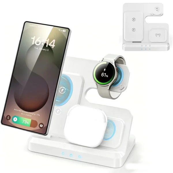4-in-1 Wireless Charger Alarm Clock for Samsung Devices