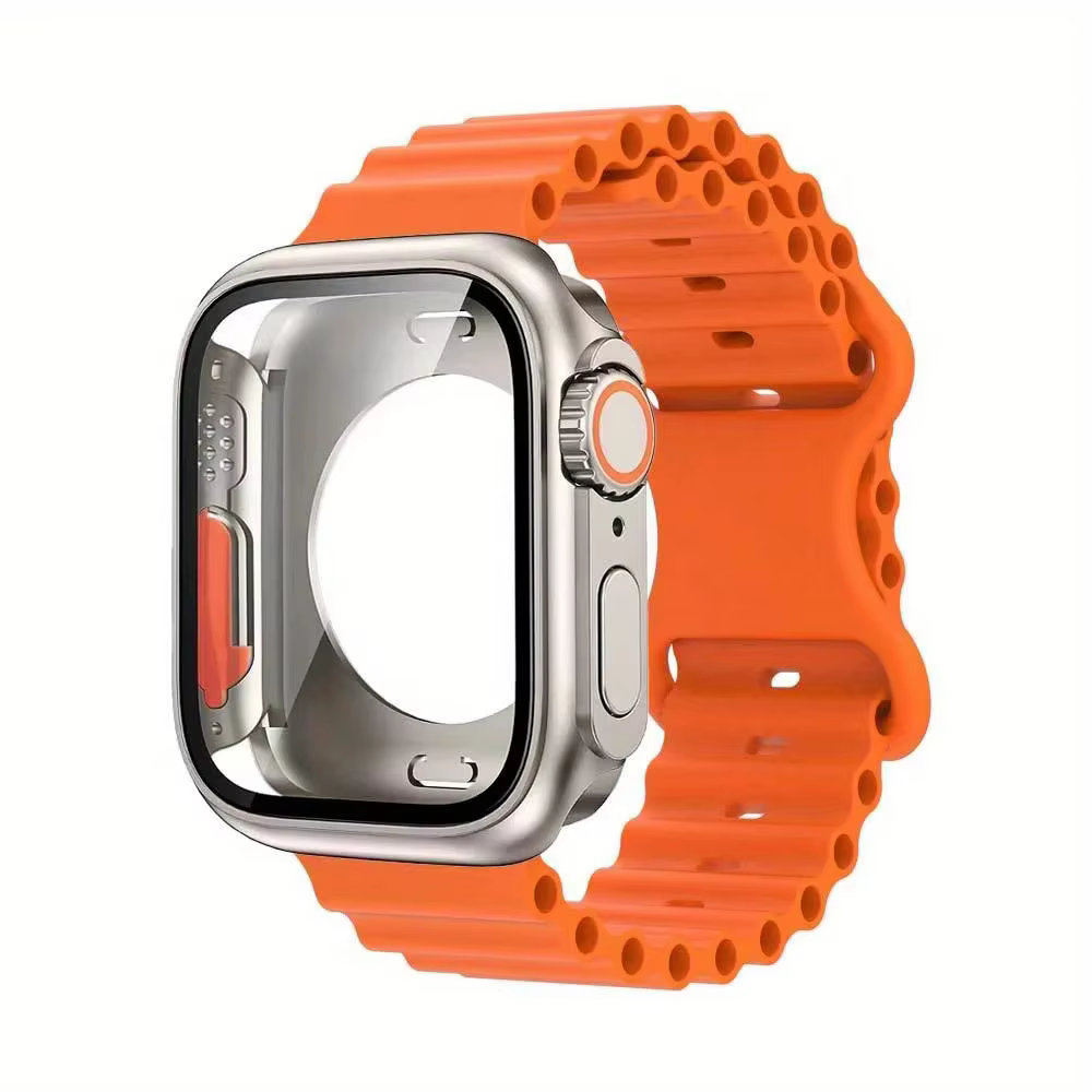 Silicone Strap with Glass Case for Apple Watch Bands product image