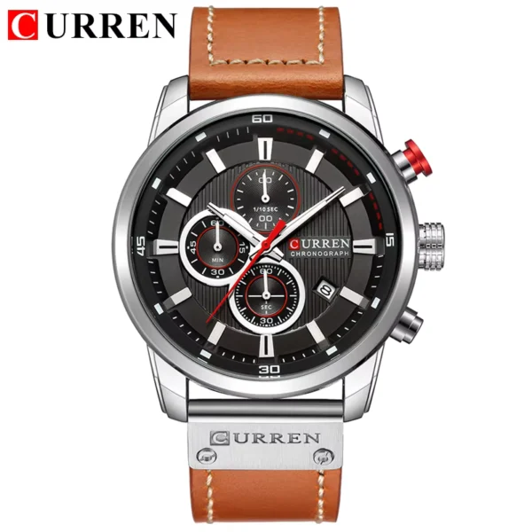 Curren Quartz Men's Chronograph Leather Watch 46mm