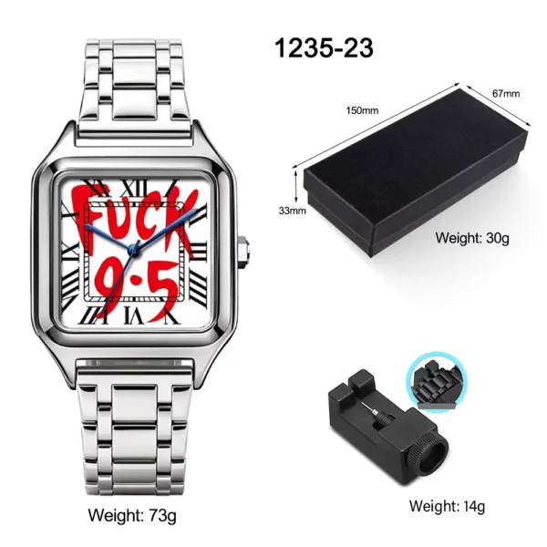 SHUAIKE Men's Stainless Steel Square Dial Quartz Watch