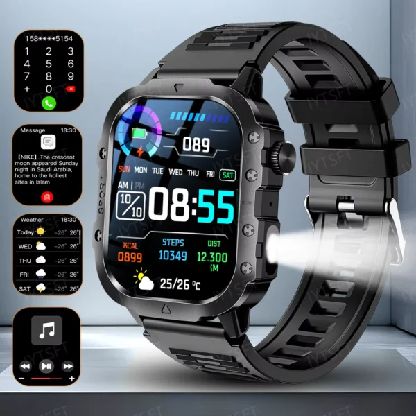 LAXASFIT 2025 Military Smartwatch with Fitness Tracker