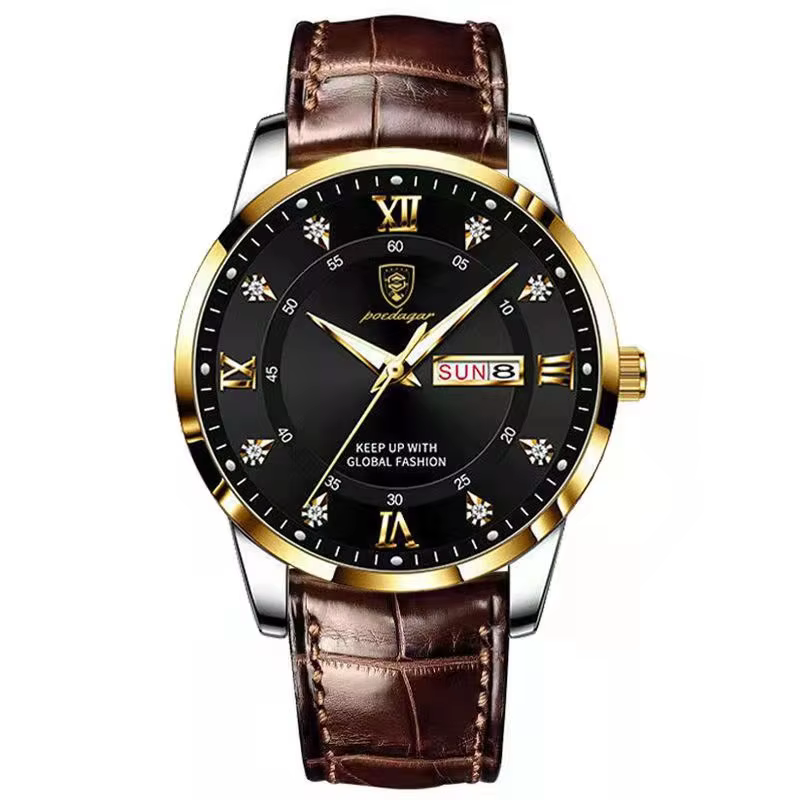 POEDAGAR Luxury Men’s Waterproof Luminous Leather Watch product image