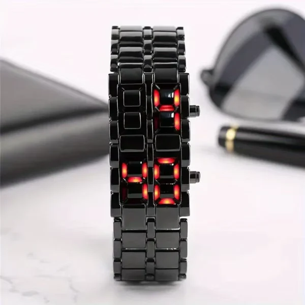 RUNERR Stainless Steel LED Lava Digital Wristwatch