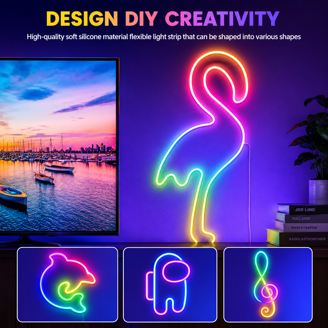 Neon RGB LED Strip Lights with Remote and App Control