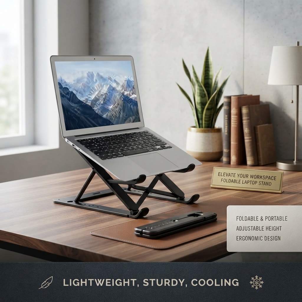 Portable Foldable Aluminium Laptop Stand with Adjustable Height