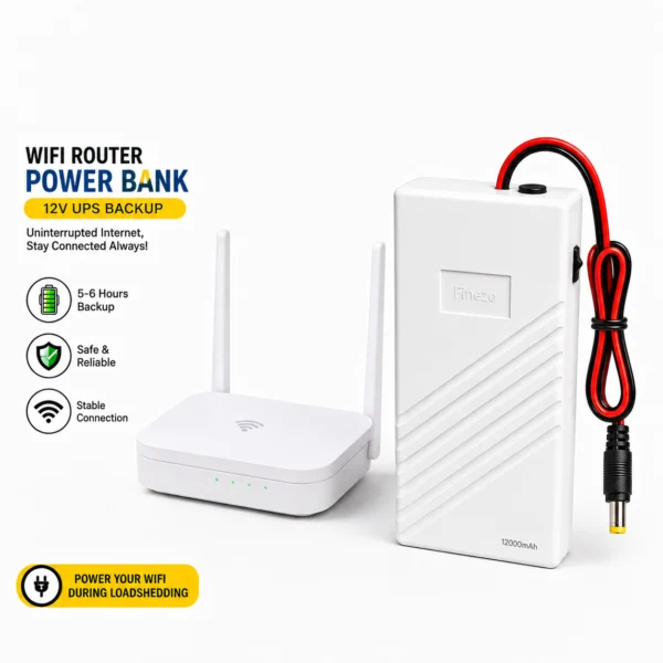 Finezo 12000mAh WiFi Power Bank Mini UPS for Load Shedding
