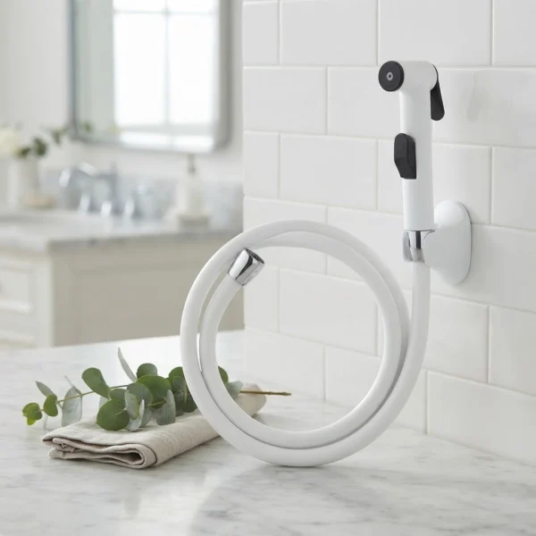 White Plastic Bidet Shower Set Lightweight Handheld Shattaf