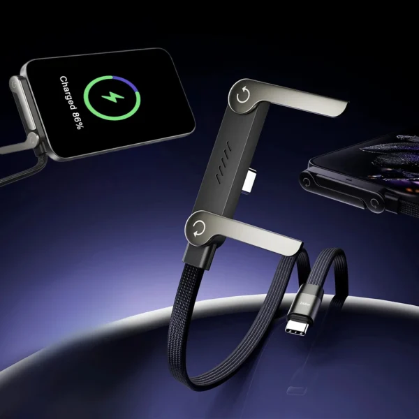 240W Folding Phone Holder with Right Angle Fast Charging Cable