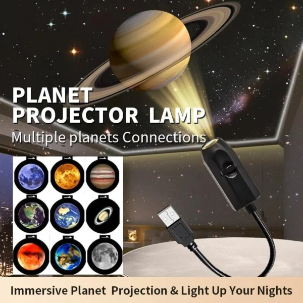 USB Moon Earth Projector Lamp with 6 Interchangeable Lenses