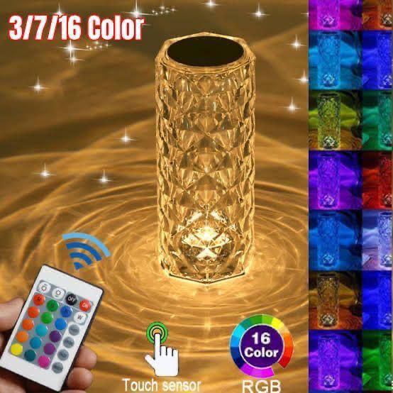 Rechargeable Rose Diamond Table Lamp with 16 RGB Colors