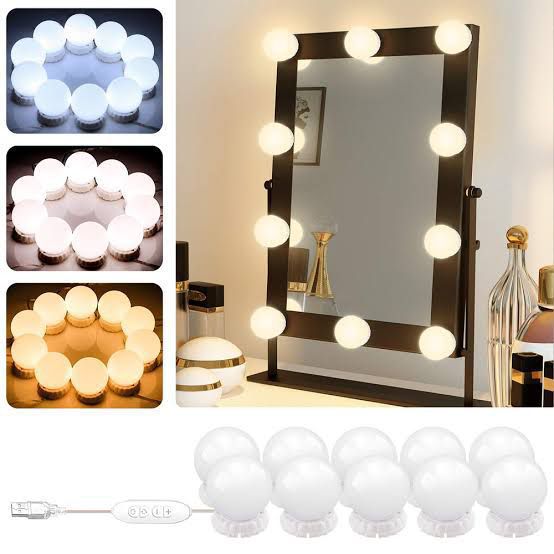 10 Bulb LED Vanity Mirror Light Kit with 3 Modes USB
