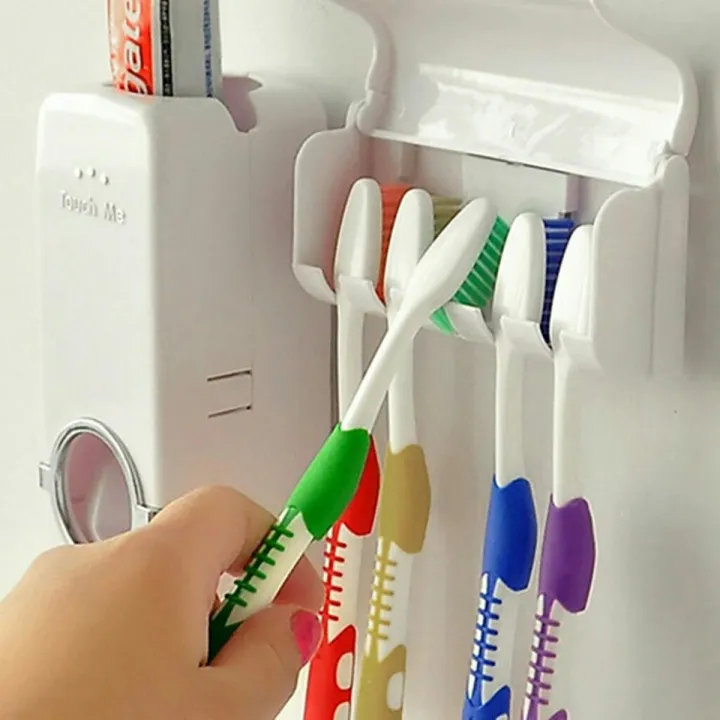 Automatic Toothpaste Dispenser and Toothbrush Holder Set