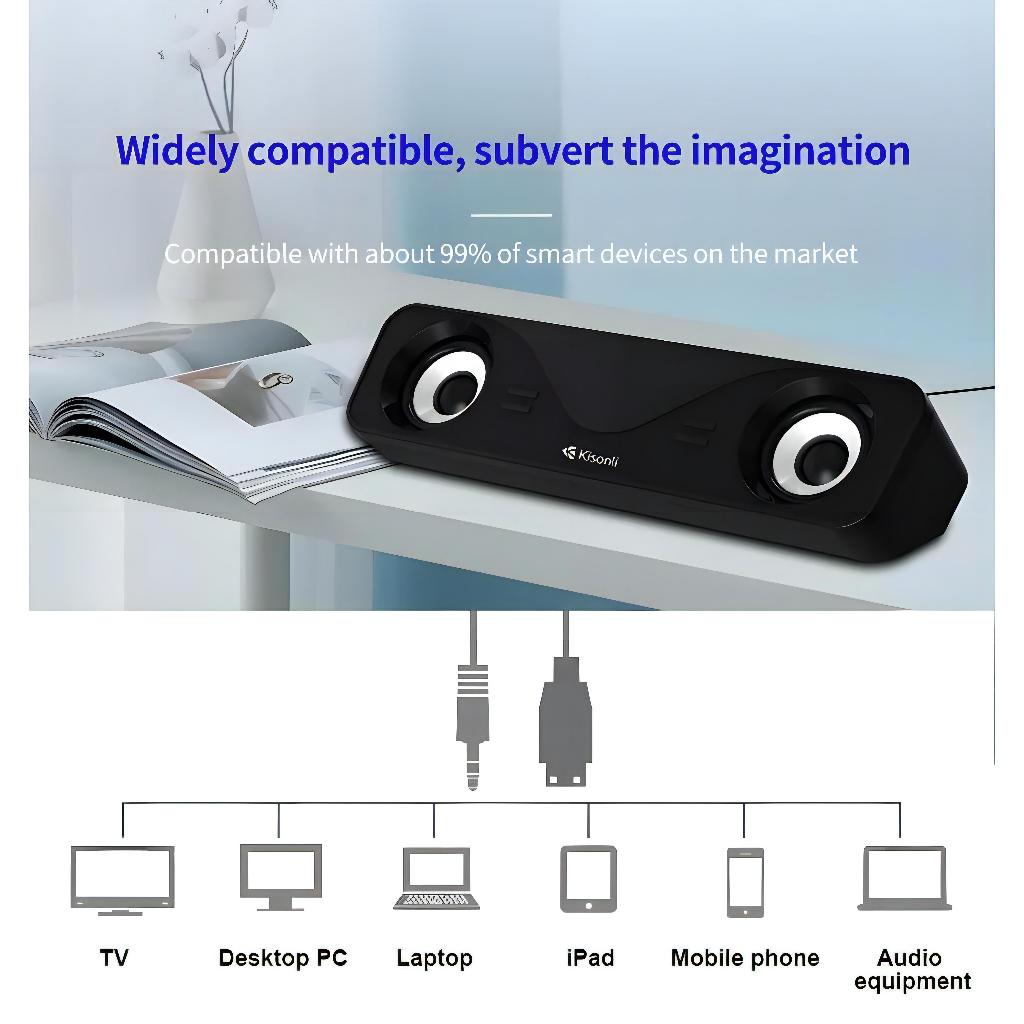 Kisonli I-610 USB Home Theater Soundbar for Daily Listening