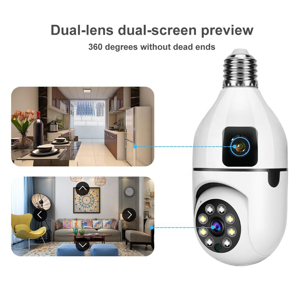 Speed-X Dual Lens 1080p WiFi Panoramic Bulb Camera