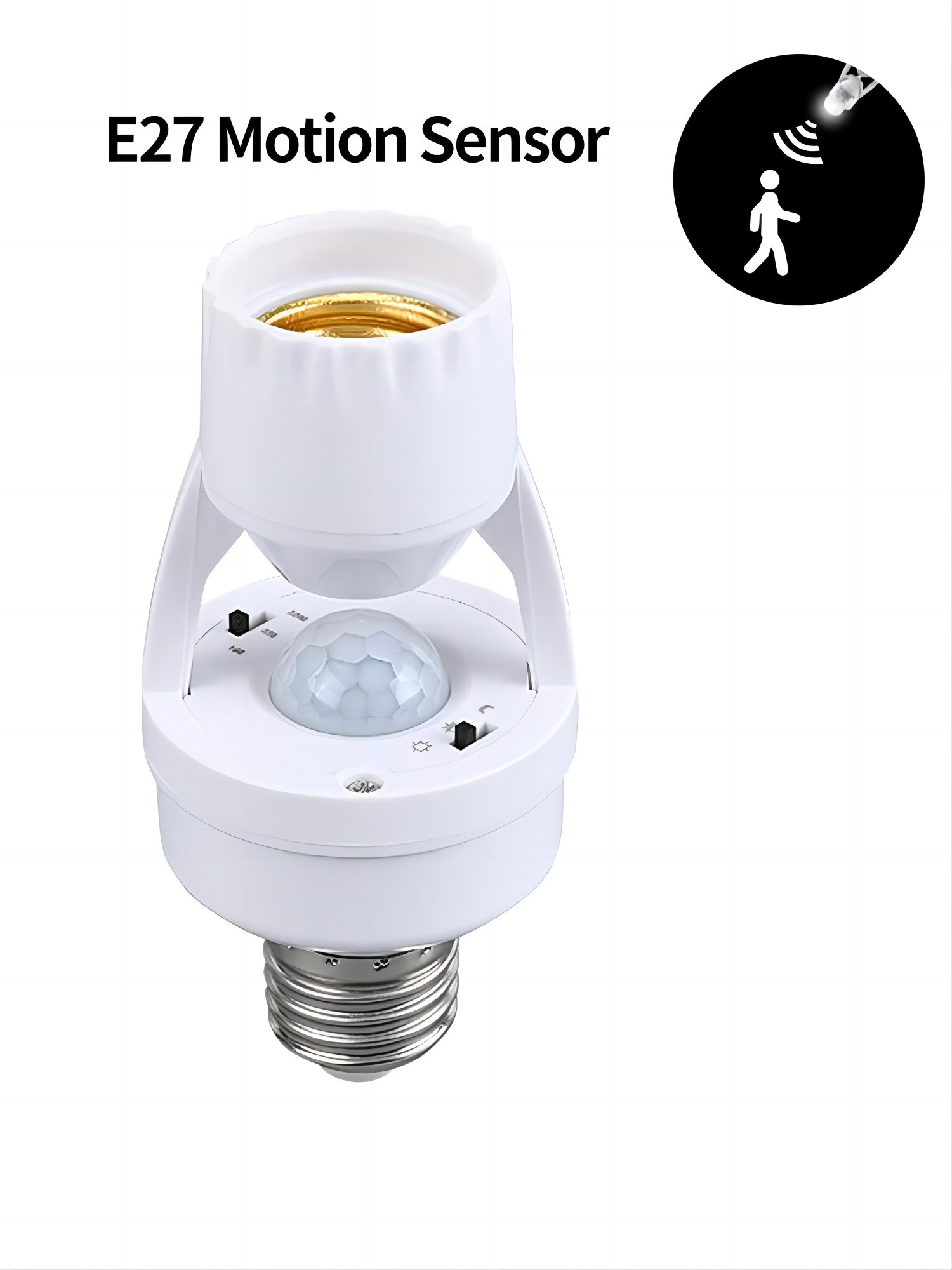 E27 Infrared PIR Motion Sensor Light Bulb Adapter