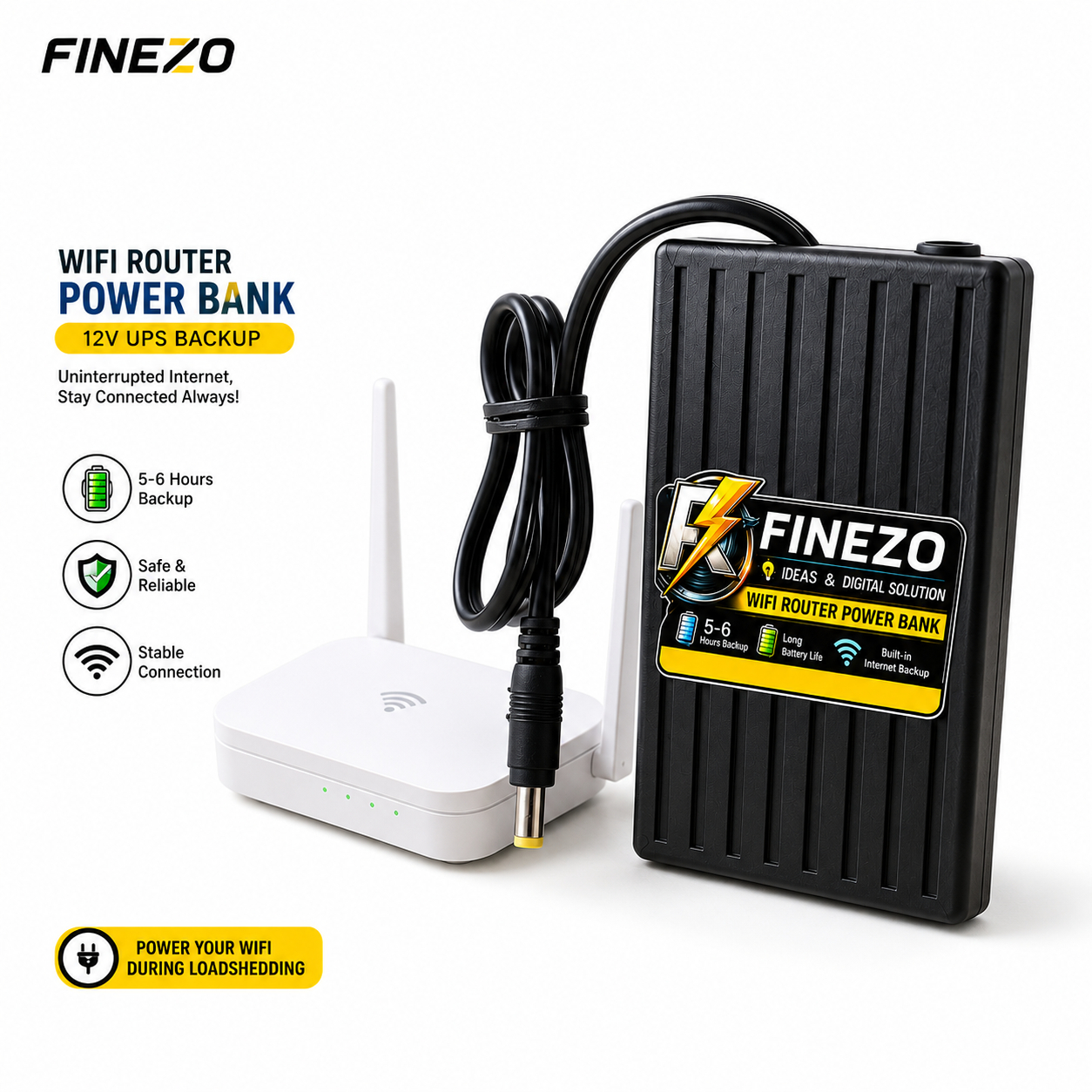 Finezo 12V 6000mAh WiFi Router Power Bank UPS