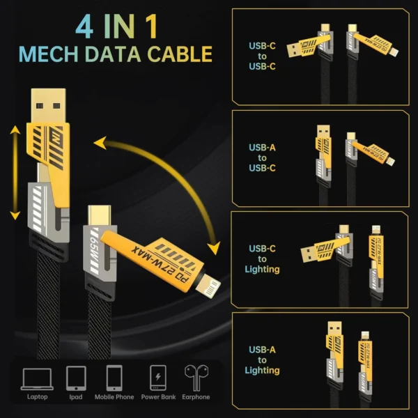 4-in-1 High Speed Mech Data Cable for Multiple Devices