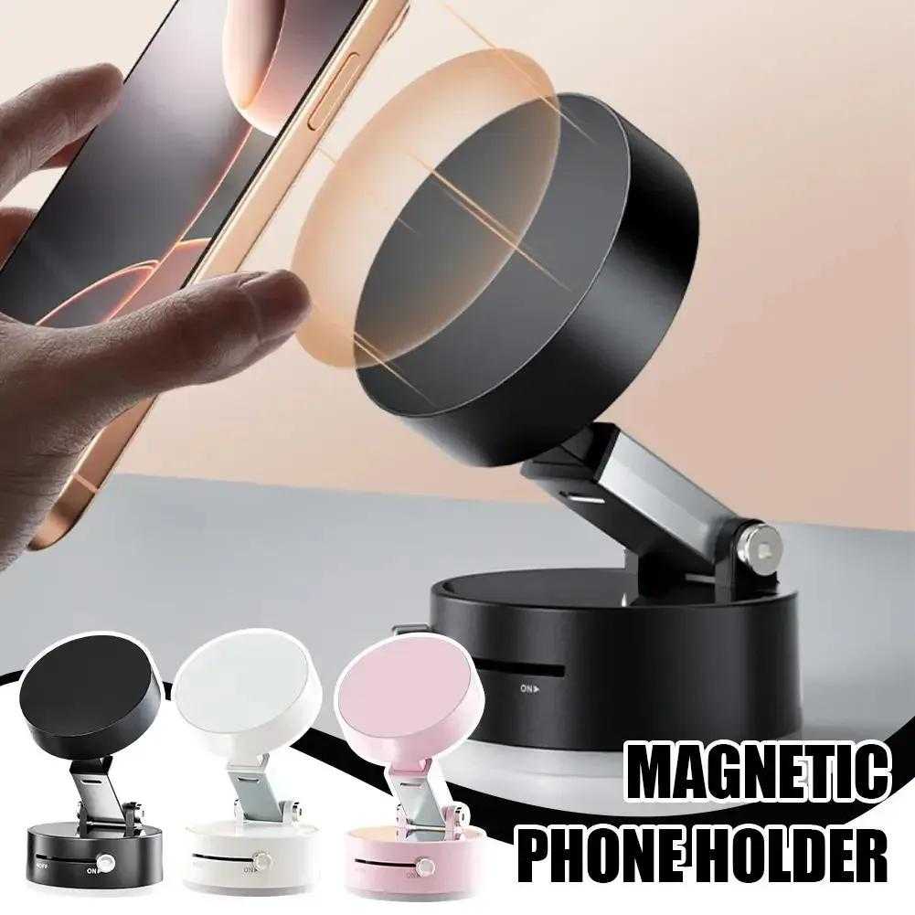 Double-Sided Vacuum Magnetic Phone Holder with Foldable Rotating Mount