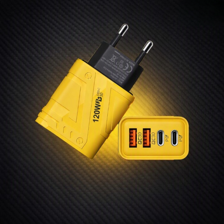 120W GaN 4-Port USB-C & USB Fast Charger Adapter