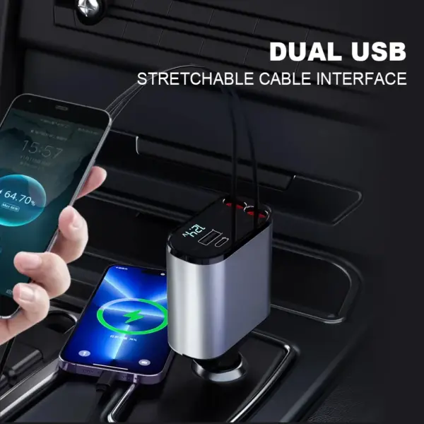 4 in 1 Fast Charging USB-C Car Adapter with Light