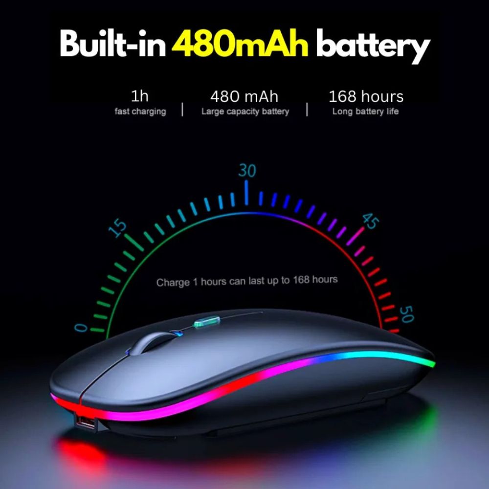 HP Wireless RGB Slim Rechargeable Bluetooth Mouse Black