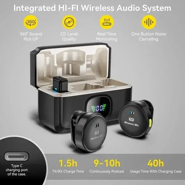M9 Pro Wireless Noise Cancelling Microphone for Streaming