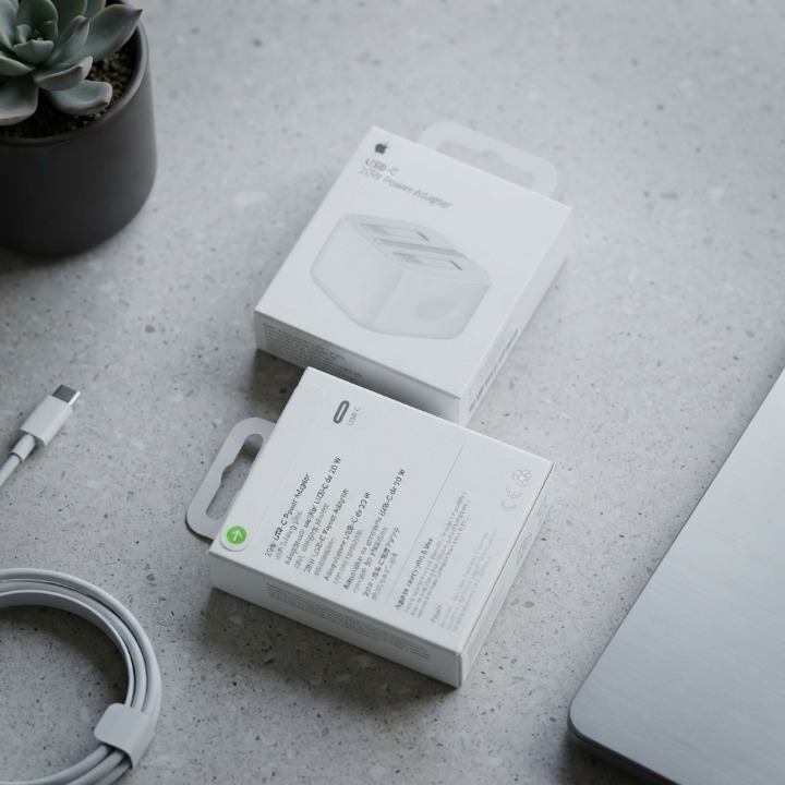 Apple 20W 3 Pin Power Adapter Compact Durable Fast Charging