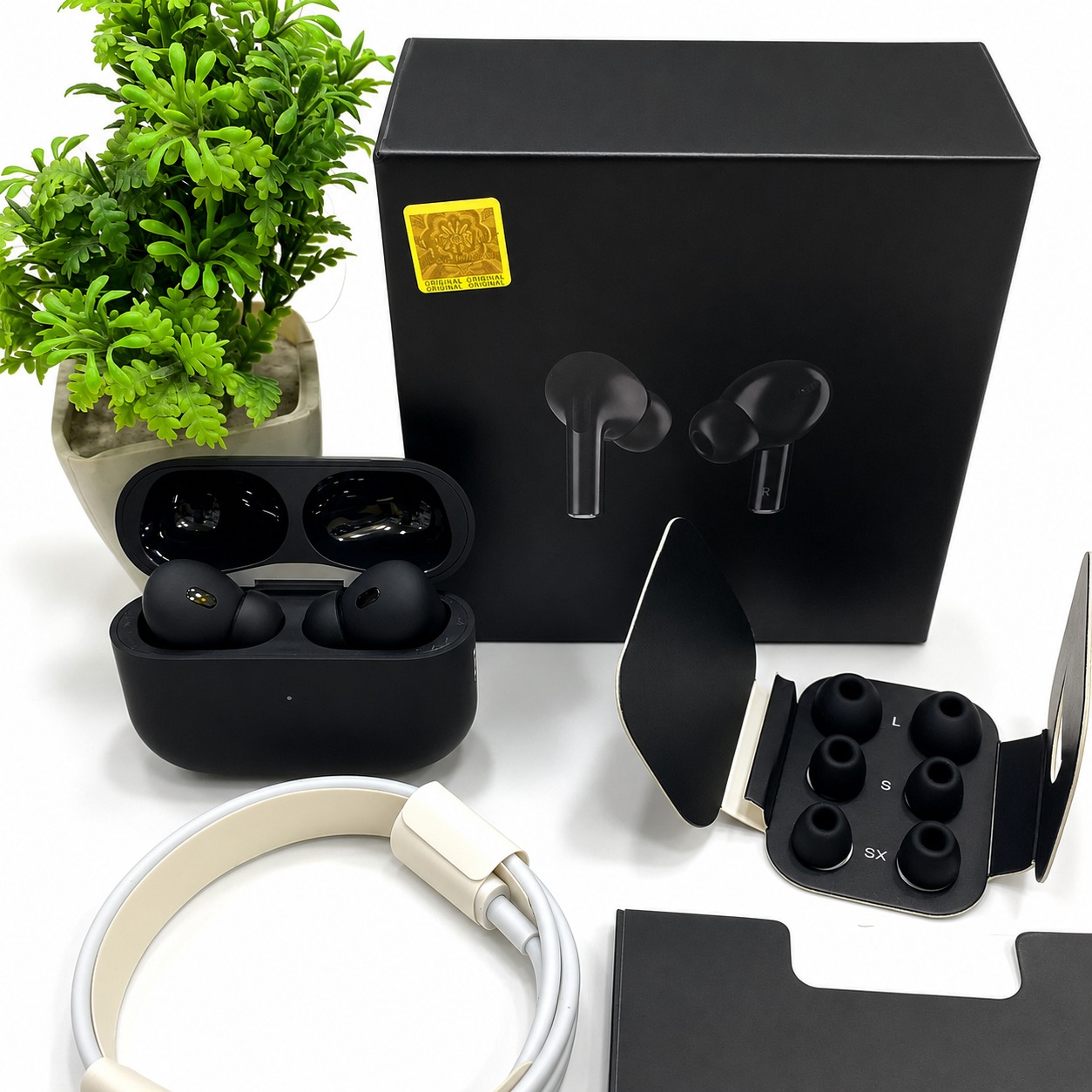Original Black Pro 2 Wireless Earbuds with Accessories