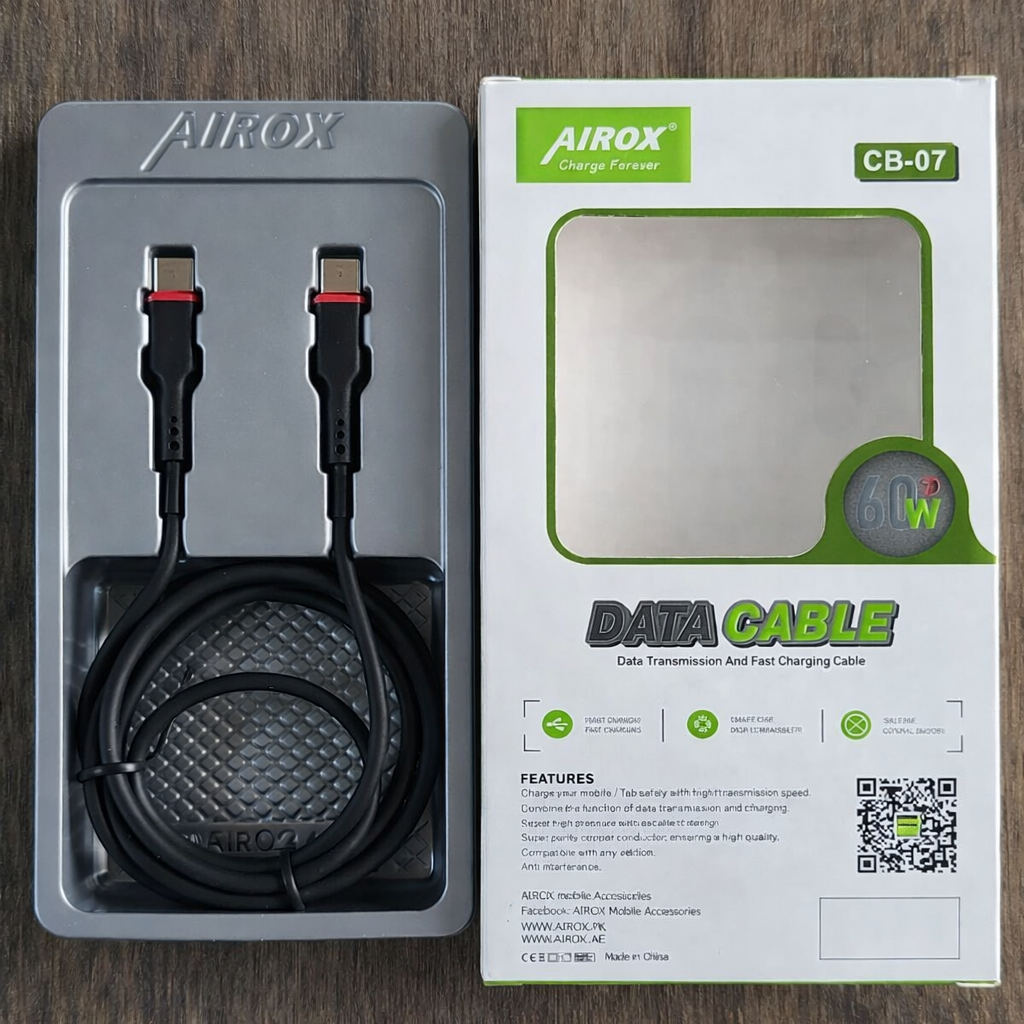 Airox USB-C to USB-C 60W Fast Charging Cable Black