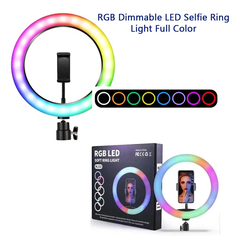 RGB Ringlight 26 CM MJ26 with Mobile Holder for Video & Makeup
