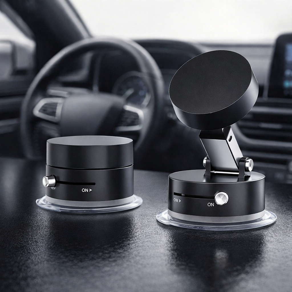 Obsidian Black Suction Cup Magnetic Phone Mount for Car & Desk