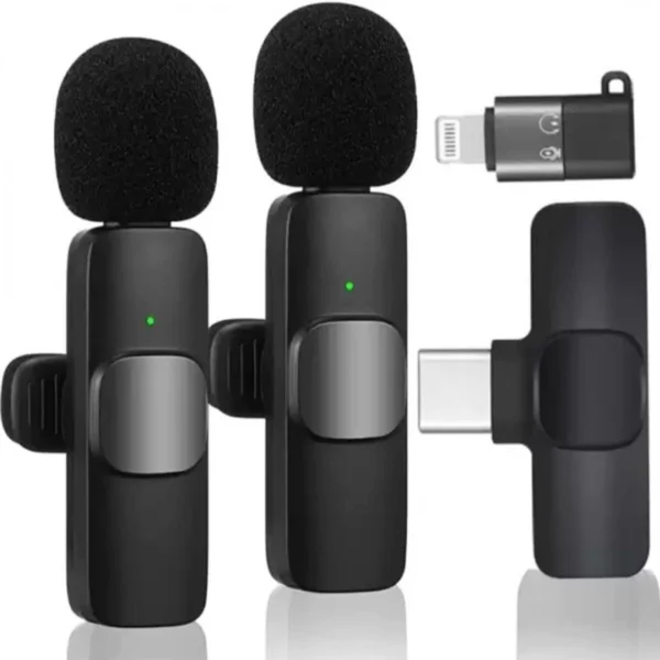 K11 2-in-1 Dual Wireless Collar Microphones with Type-C & Lightning