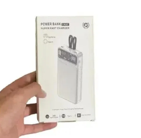 66W 20,000mAh Power Bank with Built-in Cables White