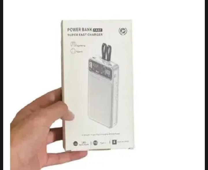 66W 20,000mAh Power Bank with Built-in Cables White