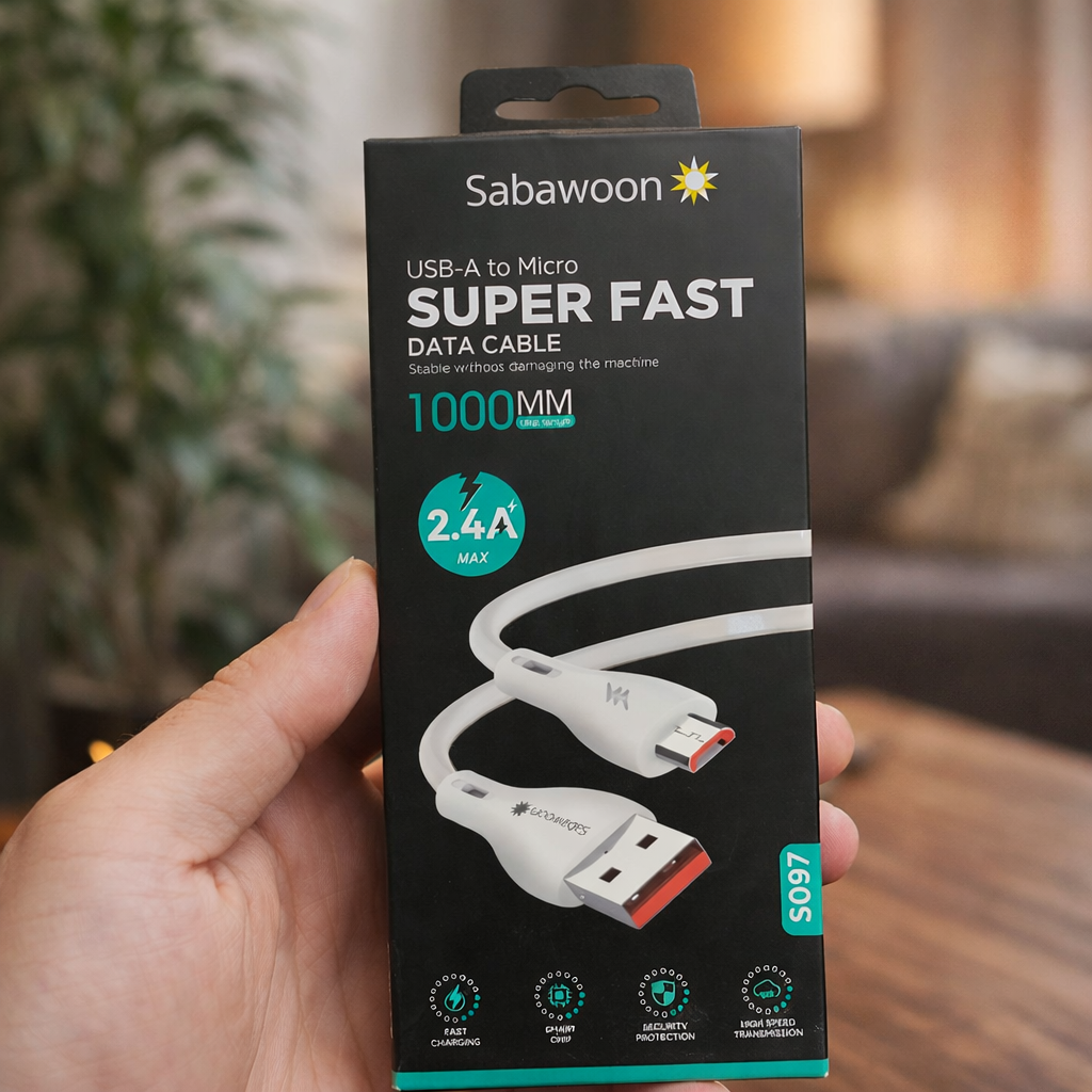 Sabawoon Super Fast USB-A to Micro USB Data Cable 1000mm
