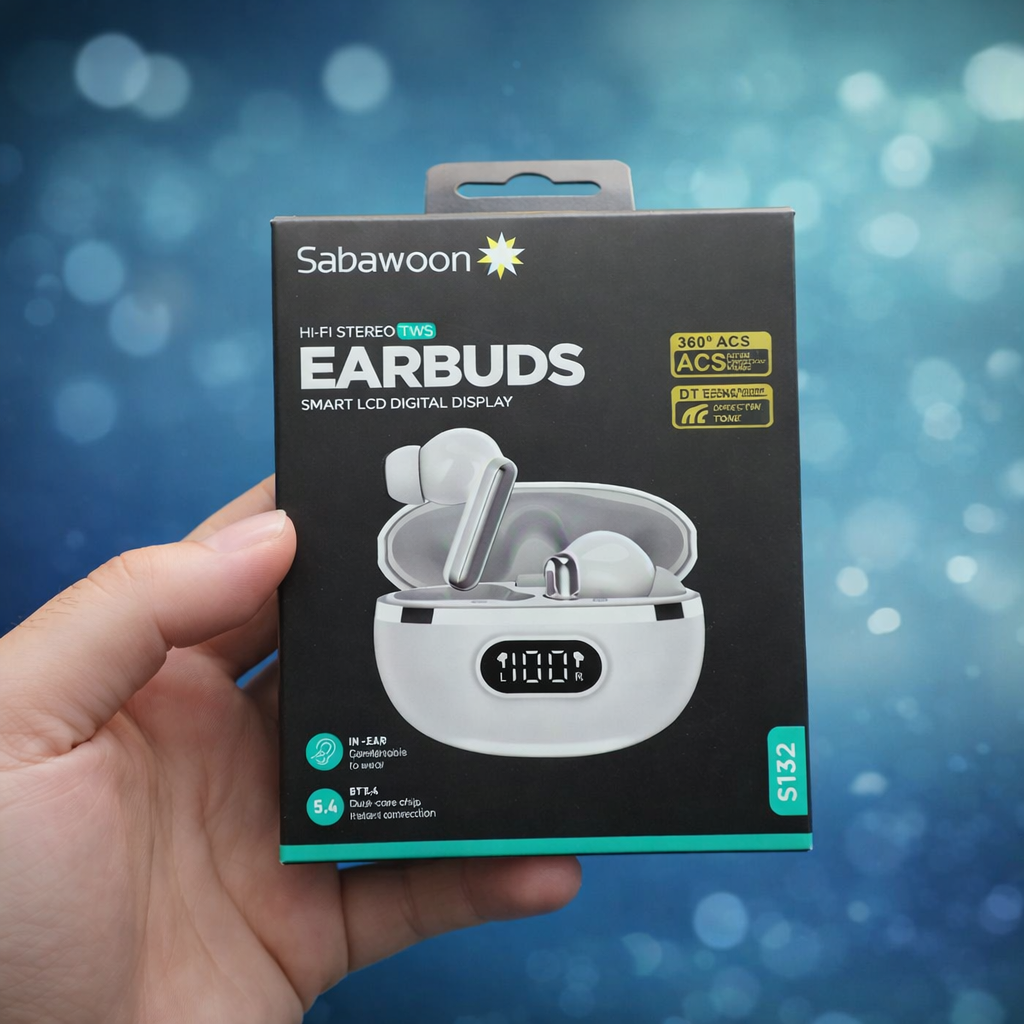 Sabawoon Smart Digital Display Wireless Earbuds Bluetooth