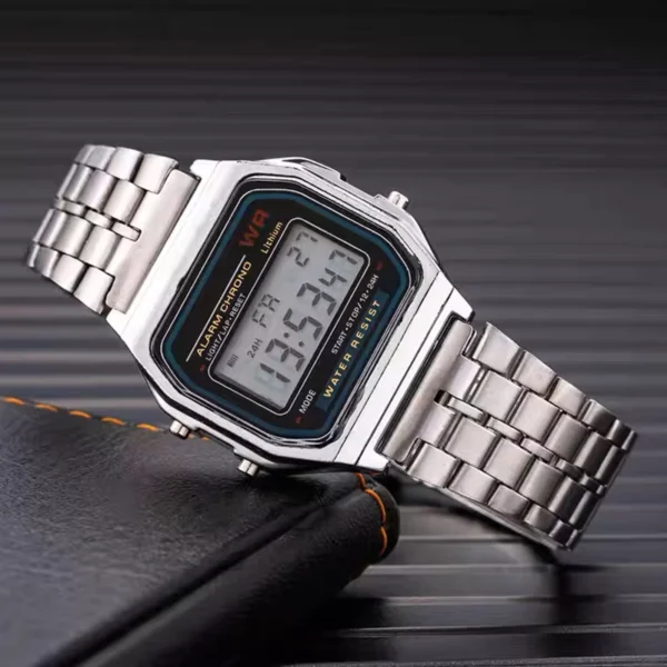 Luxury LED Digital Sports Watch with Steel Band