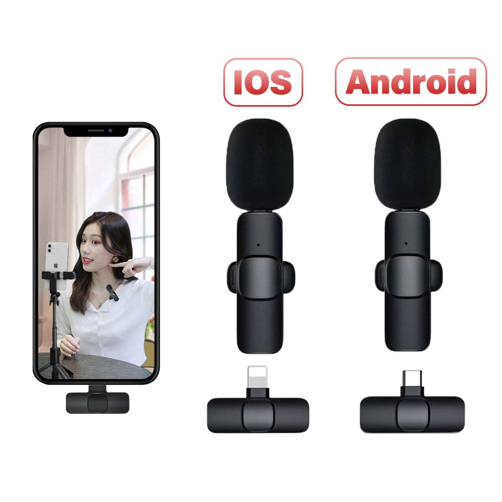 K11 2-in-1 Wireless Lavalier Mic for iPhone & Android