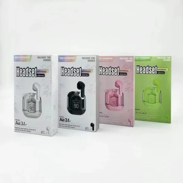 Air 31 Wireless Earbuds with Transparent Crystal Case